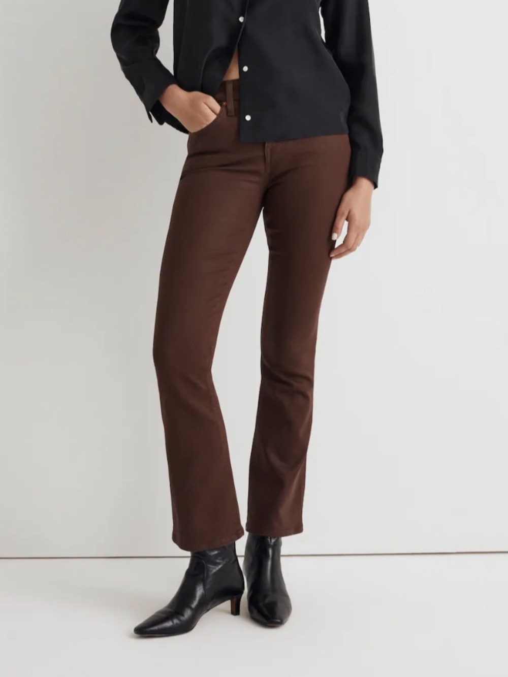 NWT Madewell Petite Kick Out Crop Jeans in Hot Cocoa Wash: Coated Edition